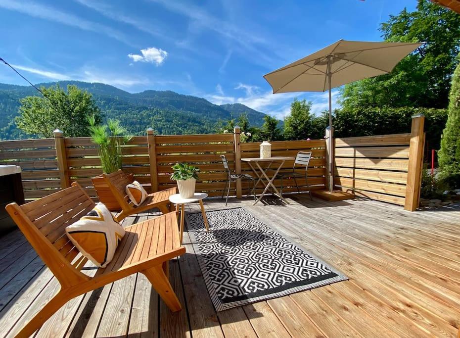 Androsace Appartement Dans Chalet Bois Avec Jacuzzi Privatif Terrasse Et Vue Montagne Les Villards-sur-Thones Exterior foto