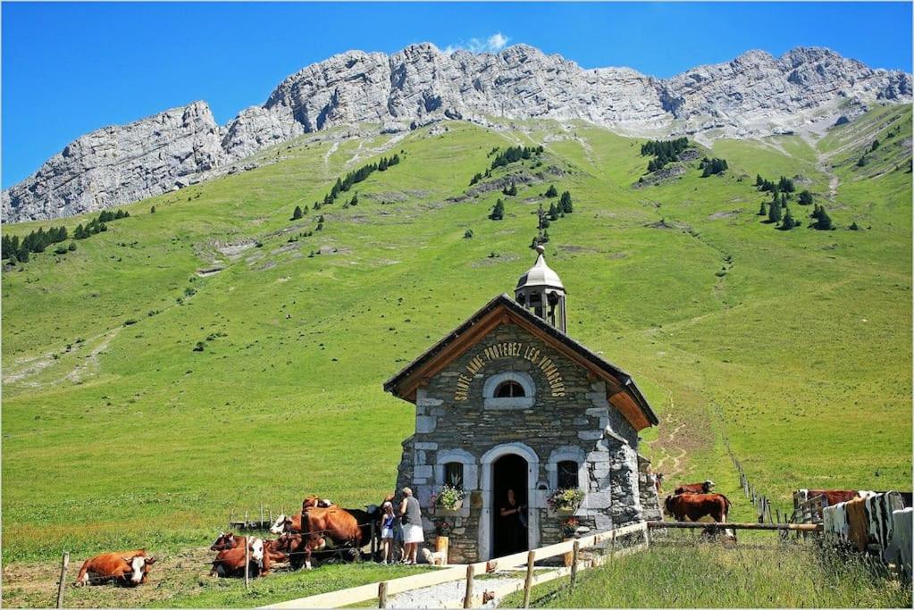 Androsace Appartement Dans Chalet Bois Avec Jacuzzi Privatif Terrasse Et Vue Montagne Les Villards-sur-Thones Exterior foto